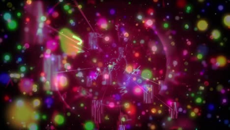 Animation-Leuchtender-Weihnachtslichter,-Die-über-Leuchtenden-Lichtflecken-Leuchten