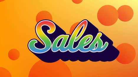 Animation-of-sales-text-over-spots-on-orange-background