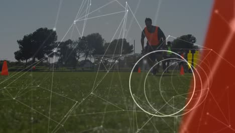 Animation-Des-Netzwerks-Von-Verbindungen-über-Verschiedene-Fußballspieler