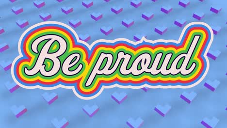 Animation-Von-„Be-Pride“-Text-über-Formen-Auf-Blauem-Hintergrund