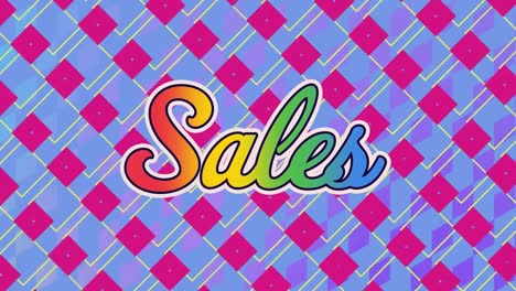 Animation-of-sales-text-over-shapes-on-blue-background