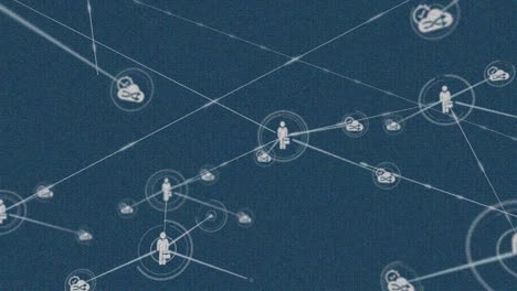 Animation-Eines-Netzwerks-Digitaler-Symbole-Vor-Blauem-Hintergrund