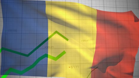 Animation-of-data-processing-over-flag-of-romania