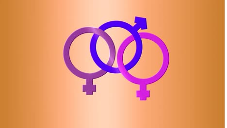 Animation-of-bisexual-symbol-over-beige-background