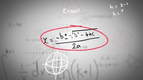 Animation-mathematical-equations-and-geometric-shapes-with-diagrams-over-whiteboard