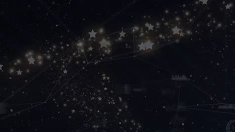 Animation-Des-Verbindungsnetzes-über-Sternen