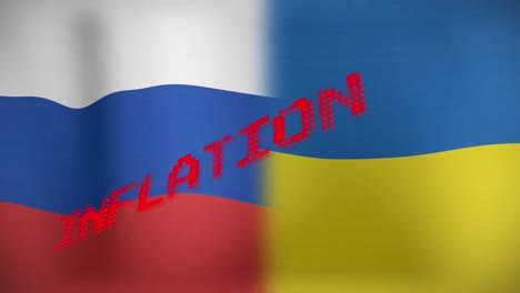 Animation-of-inflation-text-over-flags-of-russia-and-ukraine