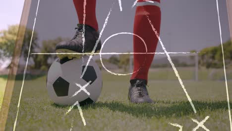 Animation-of-game-plan-over-football-player-and-ball