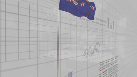 Animation-Der-Datenverarbeitung-über-Der-Flagge-Neuseelands
