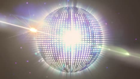 Animation-of-glowing-disco-ball-over-dark-background
