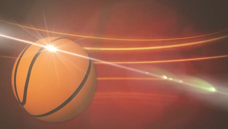 Animation-Eines-Leuchtenden-Basketballs-Auf-Dunklem-Hintergrund