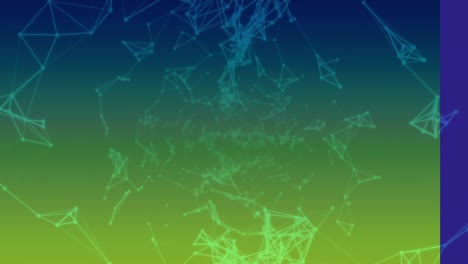 Animations-of-network-of-connections-on-blue-and-yellow-background