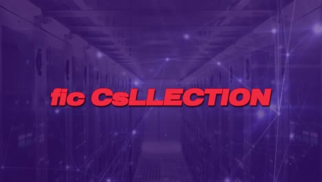 Animation-of-new-collection-and-network-of-connections-over-server-room
