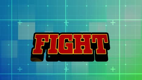 Animation-of-fight-text-over-shapes-on-green-background