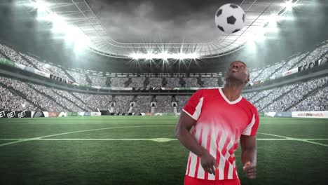 Animation-of-stadium-over-african-american-male-soccer-player