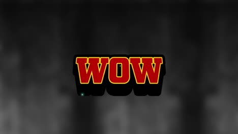Animation-of-red-wow-text-over-dark-background