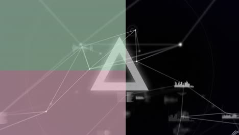 Animation-Eines-Netzwerks-Von-Verbindungen-Mit-Datenverarbeitung-Und-Formen-Auf-Schwarzem-Hintergrund