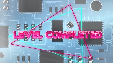 Animation-of-pink-metallic-text-challenge-accepted-over-neon-lines-on-green-computer-motherboard