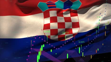 Animation-Der-Datenverarbeitung-über-Der-Flagge-Kroatiens