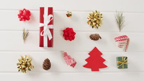 Video-of-christmas-gifts-with-christmas-decoration-on-white-background
