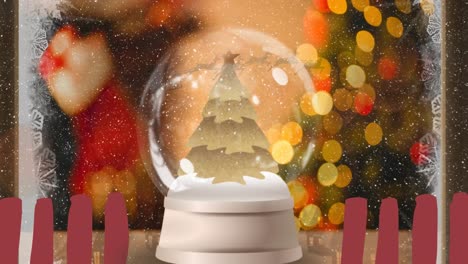 Animationen-Des-Weihnachtsschneeballs-über-Weihnachtsbeleuchtung