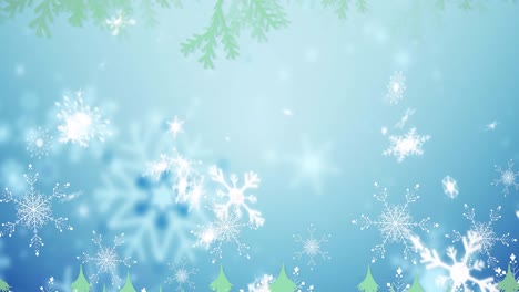 Digital-animation-of-snowflakes-against-white-background