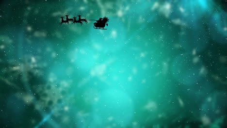 Animación-De-Nieve-Cayendo-En-Navidad-Sobre-Papá-Noel-En-Trineo.