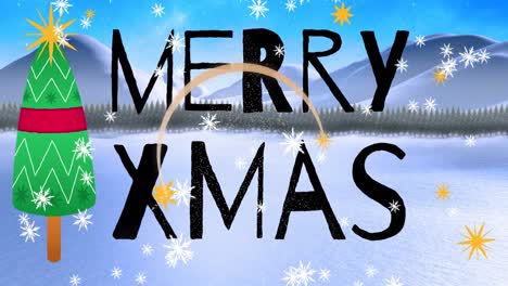 Animation-of-merry-xmas-text-over-snow-falling