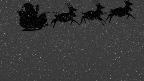 Animación-De-Nieve-Cayendo-En-Navidad-Sobre-Papá-Noel-En-Trineo.