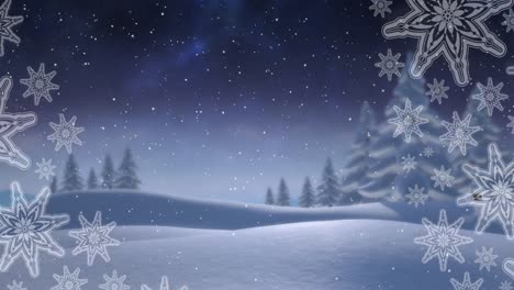 Animación-De-Nieve-Cayendo-En-Navidad-Sobre-Paisajes-Invernales.