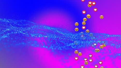 Animation-Eines-Netzwerks-Von-Verbindungen-Mit-Verschwommenen-Lichtern-Auf-Blauem-Hintergrund