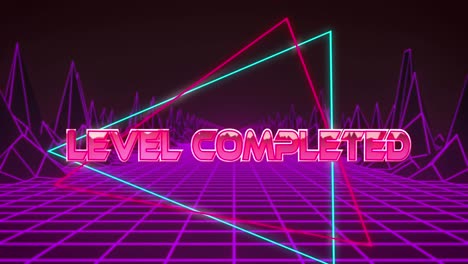 Animation-of-level-completed-text-over-shapes