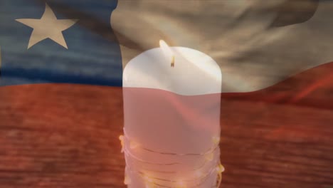 Animation-Der-Chilenischen-Flagge-über-Einer-Kerze