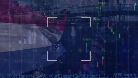 Animation-of-financial-data-processing-over-flag-of-netherlands
