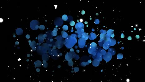 Animation-of-dots-and-snow-falling-on-black-background