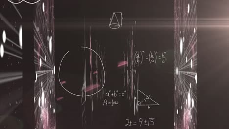 Animation-Von-Lichtspuren-über-Mathematischen-Gleichungen-Auf-Schwarzem-Hintergrund