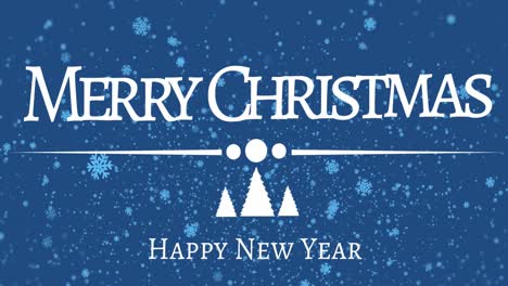 Animation-of-merry-christmas-and-happy-new-year-over-snow-falling-on-blue-background