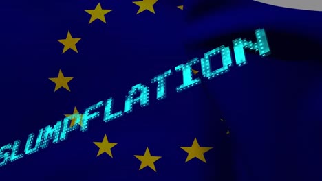 Animation-Des-Slumpflation-Textes-über-Der-EU-Flagge