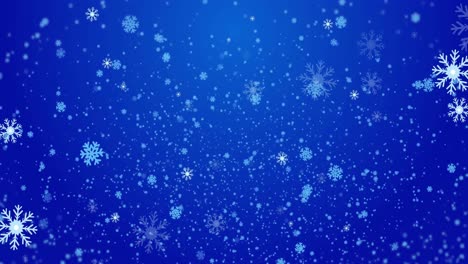 Animation-of-snowflakes-and-snow-on-blue-background