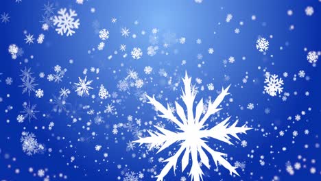 Animation-of-snowflakes-and-snow-on-blue-background