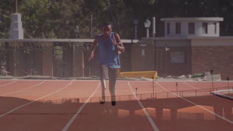 Animation-Einer-Brücke-über-Einen-Behinderten-Afroamerikanischen-Männlichen-Läufer