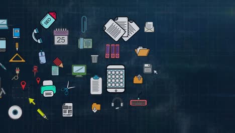 Animation-of-data-processing-over-business-icons