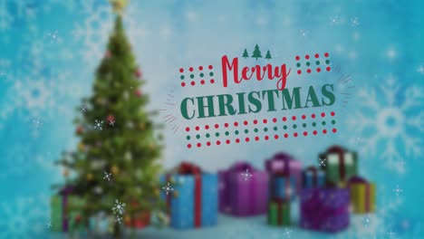 Animation-Von-Weihnachtsgrüßen-über-Weihnachtsbaum-Und-Geschenken