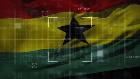 Animation-of-data-processing-over-flag-of-ghana