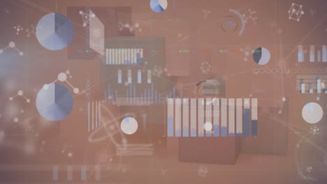 Animation-Molekularer-Strukturen-über-Mehrere-Bildschirme-Mit-Datenverarbeitung-Vor-Grauem-Hintergrund