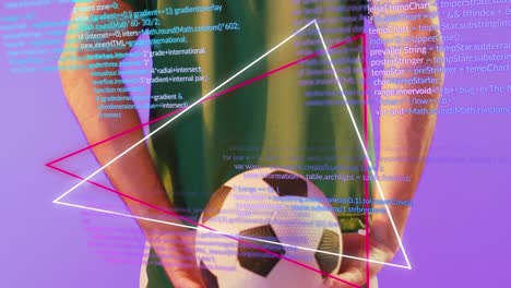 Animation-of-caucasian-male-soccer-player-over-data-processing