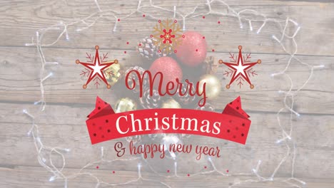 Animation-of-christmas-greetings-text-over-christmas-baubles-and-fairy-lights