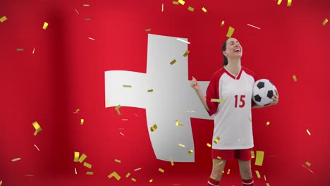 Animation-Einer-Kaukasischen-Fußballspielerin-über-Der-Flagge-Der-Schweiz