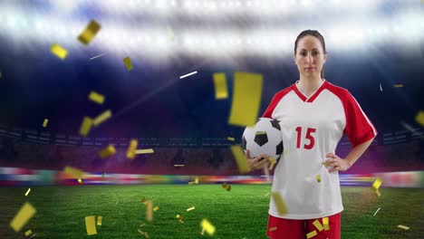 Animation-Einer-Kaukasischen-Fußballspielerin-über-Dem-Stadion