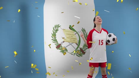 Animation-of-caucasian-female-soccer-player-over-flag-of-guatemala